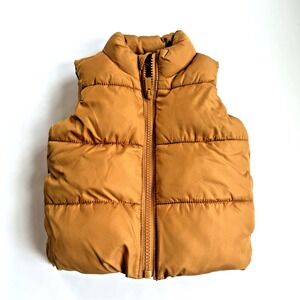 Old Navy Frost Free Puffer Vest Baby 3M 6M Yellow Quilted Fleece Lined Zip Up